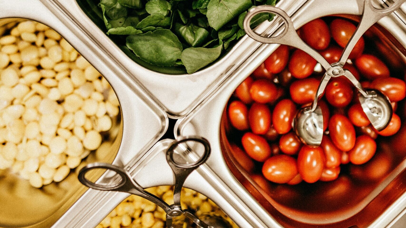 A selection of healthy food in a canteen